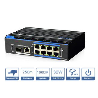 AS-8P - 8 ports industrial PoE switch
