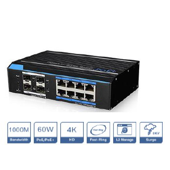 AS-8PM - 8 ports gigabit industrial PoE switch
